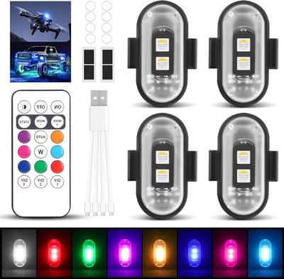 Draadloze LED verlichting set met 8 kleuren, afstandsbediening en USB-oplaadfunctie voor drones en motoren