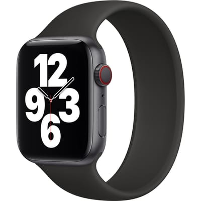Apple Siliconen solobandje voor de Apple Watch | 44/45/46/49 mm - Maat 8 - Zwart