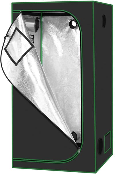 NaevaMi Kweektent - Growtent - Kweekkas - Efficiënt Kweken met Maximale Controle - Foliekas - Tuinschuur met Observatieramen - Reflecterende Kas voor Binnenbalkon - Broeikas - Kweekkas Binnen - 60x60x180cm - Zwart