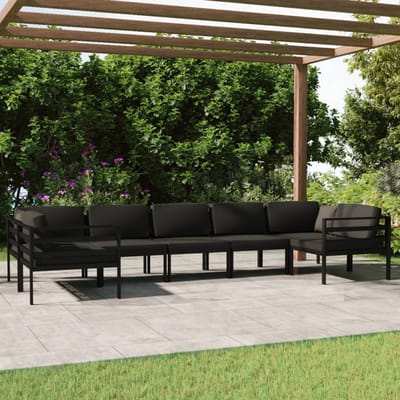 vidaXL - 7-delige - Loungeset - met - kussens - aluminium - antracietkleurig
