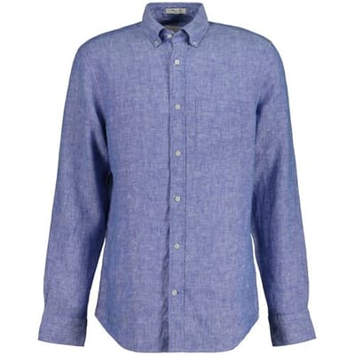 Gant Overhemd Uni Color Linnen Button Down Rich Blue / male
