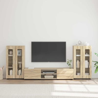 vidaXL - Tv-meubelset - FLORIN - 3 - st - Sonoma - Eik - Bewerkt - hout