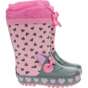 Playshoes - Regenlaarzen voor kinderen met trekkoord - Kat - Roze - maat 23EU