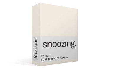 Snoozing  - Katoen - Split-topper - Hoeslaken - Tweepersoons - 140x200 cm - Ivoor