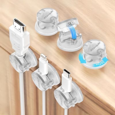 6 Stuks 360° Draaibare Magnetische Kabelhouders - Sterke Magnetische Klemmen voor Kabels, Desk Organizer en Opruimen van Snoeren