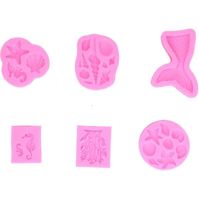 6 STUKS Siliconen Vormen Marine Schelp Vormige Fondant Cake Chocolade Vorm Decoratie Gereedschap Roze