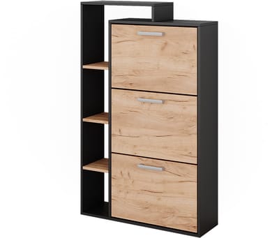 Vicco Orlando Schoenenkantelaar – 80 x 128.3 cm met 3 compartimenten Eik goud/antraciet