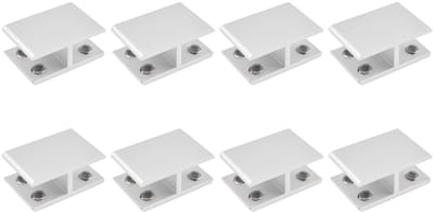 Dailygoods- Glasplankbeugel Verstelbaar - Aluminium - Glasklemmen voor Glasplaat - 8 Stuks - Geschikt voor 14-16mm Dikte - 180 Graden - Glasklem