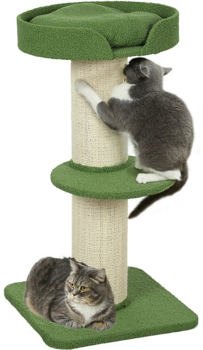 PawHut Kattenboom Spaanplaat, lamswool 45L x 45B x 91H cm Groen