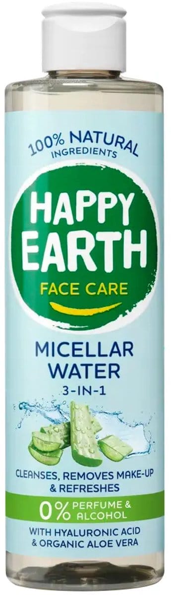 Happy Earth Micellair Water - 100% Natuurlijk - Met Hyaluronzuur & Biologische Aloë Vera - Gezichtsreiniging & Make-up Remover - 300 ml