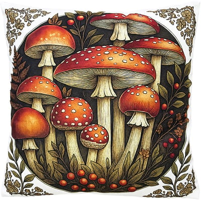 Clayre & Eef Sierkussen 45x45 cm Beige Polyester Paddenstoelen