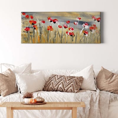 Canvas print DD123247 Flower Meadow A.S. Création 1,0 x 0,4 m Goud Kantoor Hal/Gang Keuken Slaapkamer Woonkamer
