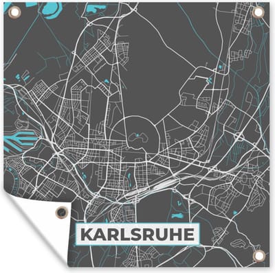Tuin poster Stadskaart – Karlsruhe – Duitsland – Plattegrond – Kaart - 200x200 cm - Tuindoek