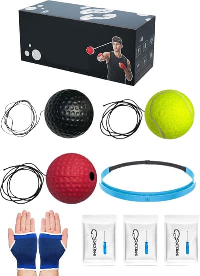 Boks Trainingsbal - Reflex Bal - Reactie Training - Verstelbare Hoofdband - 6 cm Diameter - Rood Zwart