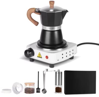 Espresso koffiemaker Zwart - Percolator, Moka pot en Met Koffiemolen - Voor Dagelijks Gebruik, Thuis en Professioneel Gebruik