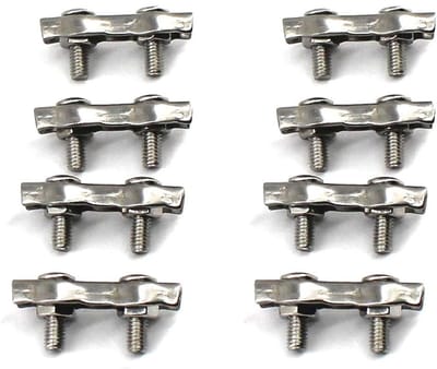 Dailygoods- Draadklem Dubbele Clips - M5 - 8 Stuks - 304 Roestvrij Staal - Antiroest - Veiligheidsbevestiging - Kabelklem