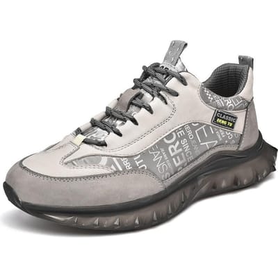 Lente en Herfst Herenschoenen Toplaag Rundleer Platform Trendy Veelzijdig Sportief Casual Schoenen Lichtgewicht Antislip Leer Toerisme Hardloopschoenen 44 zand