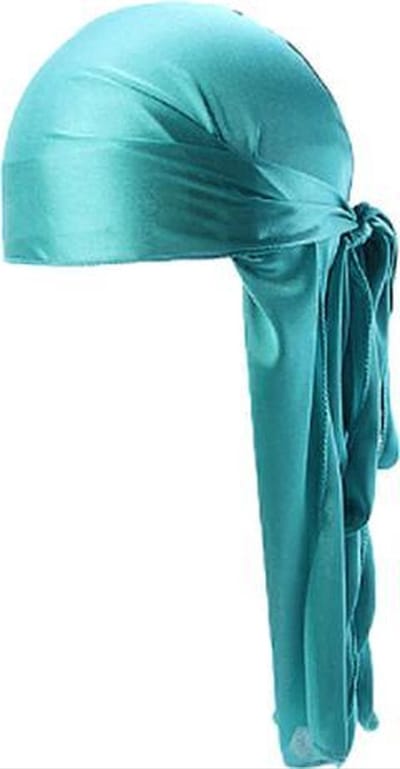Bandana - Durag - Satijnen bonnet - Wave cap - Krullen beschermen - Silk do-rag - Slaapmuts - Hoofdbedekking - 102x22 cm - Slaapbonnet - Satin bonnet - Hair wrap - Turquoise - Jonyx