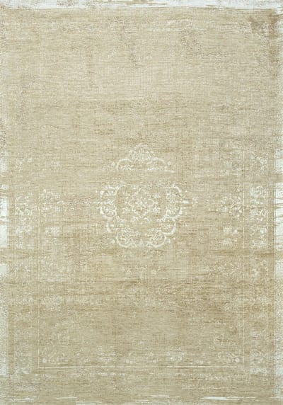 Wasbaar Binnen & Buiten Vloerkleed - 80 x 150 cm - Louis De Poortere Medaillon Milk Curry - Laagpolig Tapijt - Gerecycled PET - Made in Belgium - Circulair