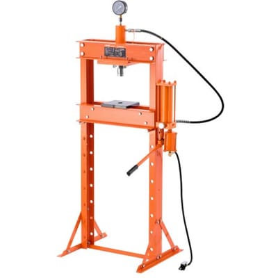 VEVOR 20 t hydraulische werkplaatspers (H-frame) met persplaat, verstelbare hydraulische pers (max. cilinder 14 cm) met driehoekige ondersteuning, geschikt voor buigen, richten en ponsen Oranje
