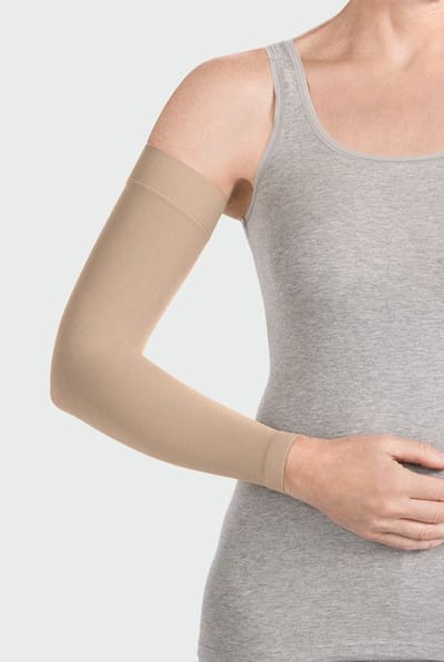 Juzo Soft 2002 Armsteunkous (CCL2) – Zachte Compressiekous voor Oedeem – cG: Standaard - Siliconen Noppenband 3cm - maat IV/L, kleur Amandel