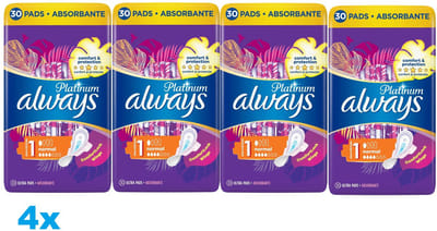 Always Platinum Normal Maandverband – 4 x 30 Stuks – Met Vleugels – Comfort & Protection – Voordeelverpakking