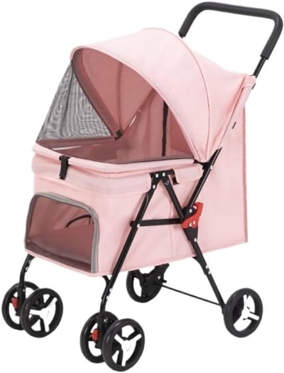 Huisdier Kinderwagen - Hondenbuggy Kattenwagen - Comfortabel Reizen - Opvouwbaar Lichtgewicht Frame - 57 x 46 x 88 cm - Zwart