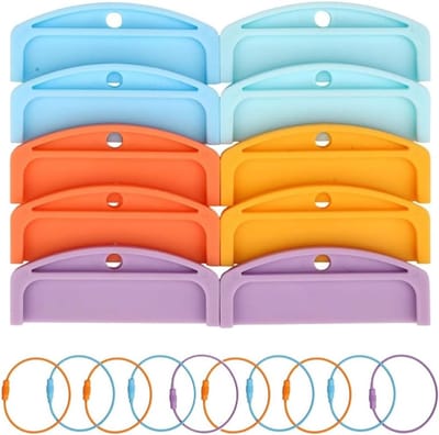 Herbruikbare plastic kaarthouders met ringlussen - 10 stuks, mini-speler audiohouder en organizer voor kaarten en accessoires (veelkleurig)