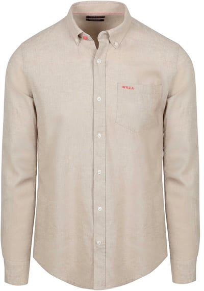 NZA Shirt Linnen Blend Beige - Maat M - Heren - Overhemden Casual