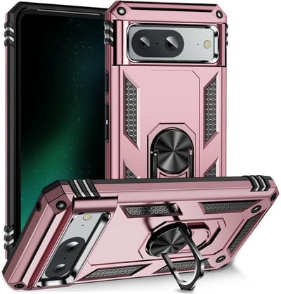 Coverup Hoesje - Geschikt voor Google Pixel 8 Hoesje - Coverup Ring Kickstand Back Cover - Rose Gold