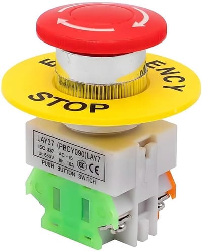 Veiligheid Stop Drukknopschakelaar - Noodstop Schakelaar - Machine Noodstop - Paddestoel Hoofd - 22mm - Rood