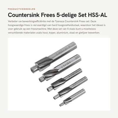 Dailygoods- Countersink Frees - 5 Stuks - HSS-AL - Hoogwaardige Snijkracht - Slijtvast - Geschikt voor Hoge Snelheid - Verbetert Efficiëntie