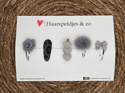 Try-out mix 35 - mix van verschillende speldjes - grijs - 4 cm speldjes