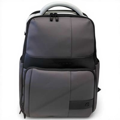 Piquadro Rugzak W129W Man Grey en Black Water Resistant met Laptop 14' en iPad