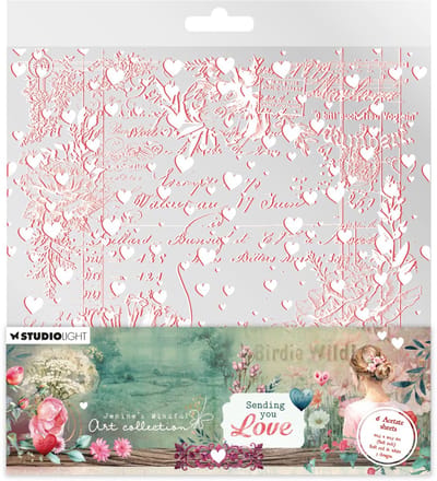 Acetate sheets White & soft red - JMA Sending you love nr. 12