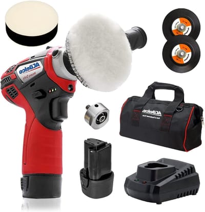 Mini Polijstmachine - Auto Buffer - Detailing Auto - Draadloos Ontwerp - 75mm - Rood