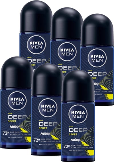 NIVEA MEN Deep Sport Anti-Transpirant Deo Roller - Deodorant - Sterke antizweetwerking - Voordeelverpakking - 6 x 50ml