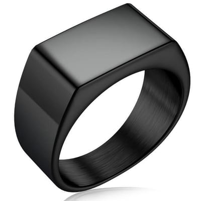 Zegelring Heren Zwart - Staal - Ring Ringen - Papa Cadeau Voor Mannen - Vaderdag