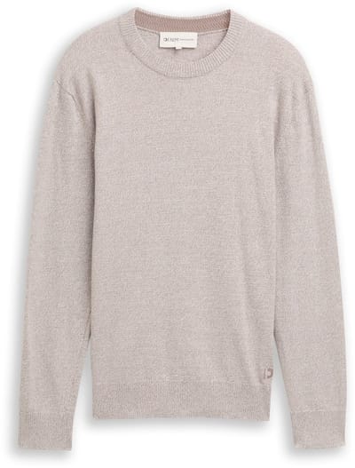 Tom Tailor Denim - Basic gebreide trui van katoen - Maat XXL - greyish brown white mouline