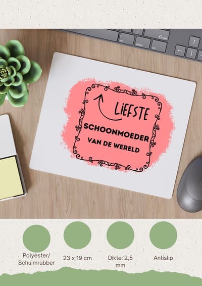 Akyol - de liefste schoonmoeder van de wereld Muismat - Schoonmoeder - de liefste schoonmoeder - moeder cadeautjes - moederdag - verjaardag - geschenk - kado - 23 bij 19 cm