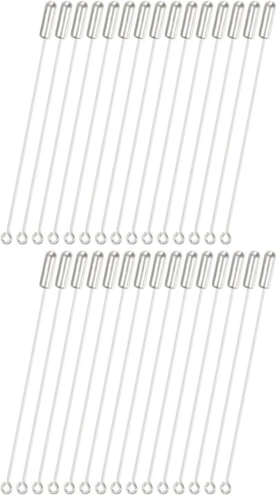 30 stuks broche stokspelden, 2,8 inch koperen lange naald oogspeld met stopper uiteinden voor doe-het-zelf kleding/accessoires/pak stropdas/hoed/sjaal/sieraden, rechte platte kop pinnen