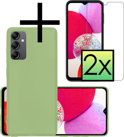 Hoesje - Met 2x Screenprotector - Geschikt voor Samsung Galaxy A14 - Sterk & Shockproof - Back Cover - Siliconen Case - Telefoon Hoes - Groen