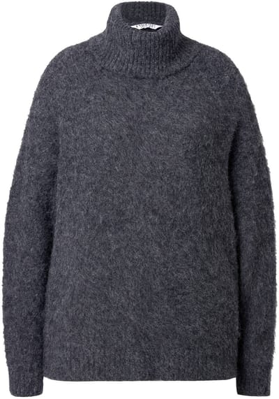 Studio Untold - Dames - Coltrui oversized hairy breisel - Donkergrijze melange - Maat 42+