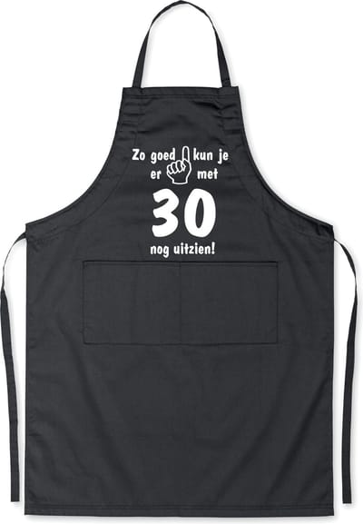 Mijncadeautje - Luxe Keukenschort - Zo goed kun je er uitzien 30 jaar - Unisex - Zwart - Leeftijd