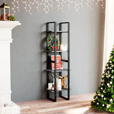 vidaXL - Boekenkast - met - 4 - schappen - 40x30x140 - cm - massief - grenenhout - grijs