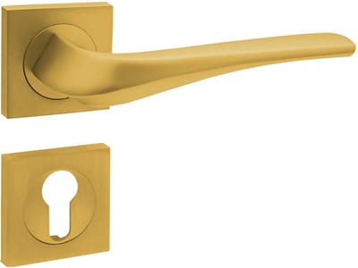 Domino® Deurkrukgarnituur ADEL-QR K-GOLD - Goud Mat - PZ-Profielcilinderset met Vierkant Rozette - Deurbeslag van aluminium - Deurklink voor kamerdeur, kantoordeur, kelderdeur en binnendeur