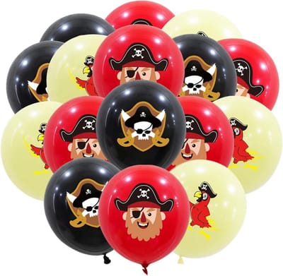 Set van 18 Piraten Ballonnen, 30 cm Latex Ballonnen voor Kinderfeestjes, Piraten Thema Decoratie, Feestartikelen voor Verjaardagen
