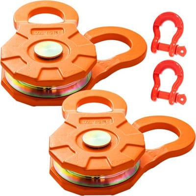 VEVOR Snatch Block, 11T/11,3 kg werklast, robuuste lierpoelie voor 14 mm synthetisch touw of zachte sluitingen, off-road bergingsaccessoire voor tractor, vrachtwagen, ATV en UTV, 2-pack