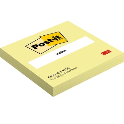 Post-it Notes, 100 vel, ft 76 x 76 mm, kanariegeel (canary yellow) 10 stuks