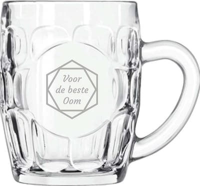 Gegraveerde Bierpul 55cl voor de beste Oom in hexagon
